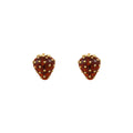 Red Strawberry Crystal Beaded Stud Earrings With Metal Details view 5