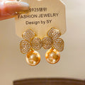 Crystal Bow and Golden Pearl Necklace or Drop Earrings view 6