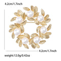 Pearl Leaf Wreath Brooch Silver Gold Two Tone Styles view 5