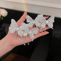 Silver Rhinestone Multi Butterfly Side Clips Pair Tassels view 6