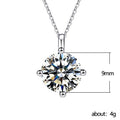 Four Prong Round Clear CZ Solitaire Pendant Necklace Silver view 2