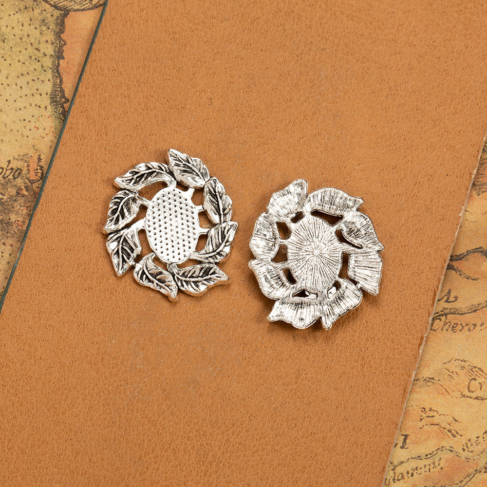 Alloy Leaf Edge Cabochon Tray Pendant