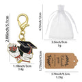 Enamel Grad Cap Books Bouquet Lobster Clasp Keychain view 2