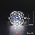 Round Clear Solitaire Petal Filigree Statement Ring In Silver Tone view 5