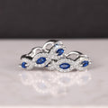Silver Tone Blue Marquise Stone Huggie Hoop Earrings view 5