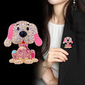 Pink Dog Crystal Two Designs Metal Brooch Pin for Jackets and Lapels view 3