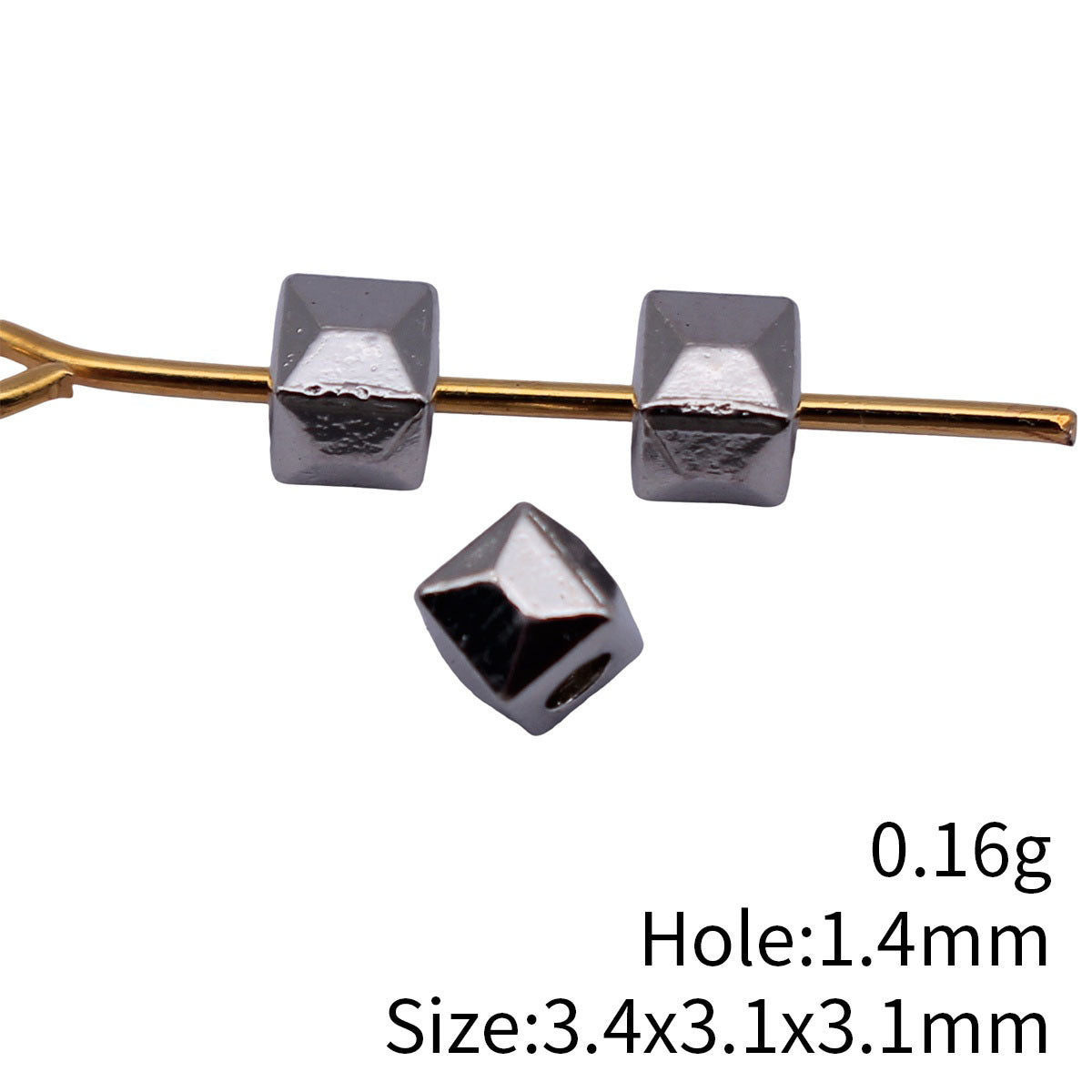 3.4x3.1x3.1mm 0.16g White K Tone Zinc Alloy Geometric Faceted Small Hole Spacer Beads for DIY Jewelry Making