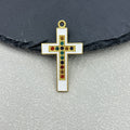 Enamel Cross Charm Pendant Rhinestone Gold-Tone Two Colors view 6