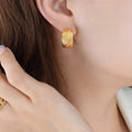 Embossed Hammered Texture C-Hoop Stud Earrings Pair view 4