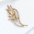 Champagne Rhinestone Wheat Brooch Gold Tone Grain Pin view 3