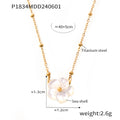 Gold Satellite Chain Shell Flower Pendant Necklace view 6