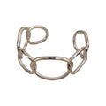 Rounded Oval Link Open Cuff Bracelet In Silver Tone Or Gold Tone view 5