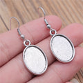 Plain Oval Bezel Drop Earrings in Four Size-Finish Options view 3
