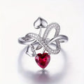 Silver Infinity Heart Red Stone CZ Ring Sizes 5-12 view 2