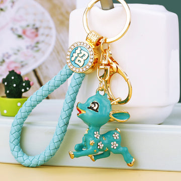 Jeweled Running Flower Fawn Keychains in Three Colors and Loop Styles