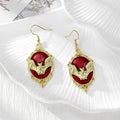 Gothic Bat Portrait Medallion Drop Earrings in Six Finishes view 2