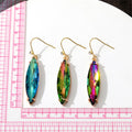 Gold Tone Long Faceted Crystal Hook Earrings in Three Colors view 5