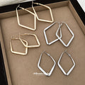 Angular Diamond Shaped Hoop Earrings In Two Sizes Matching Jewelry Pair view 1