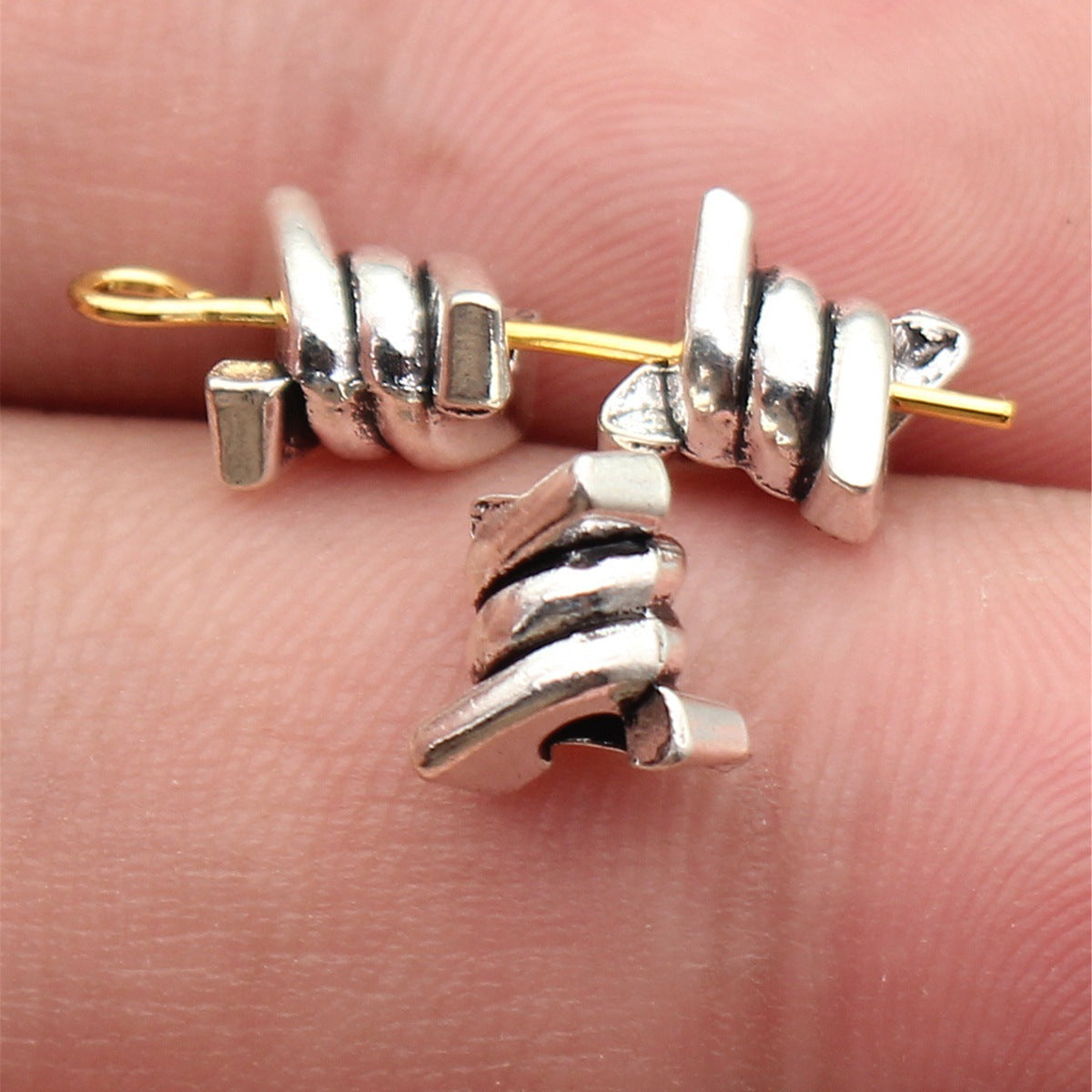 7.8x6.8x5.9mm 0.79g Antique Silver Zinc Alloy Twisted Rope Spiral Small Hole Beads for DIY Jewelry Making