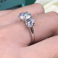 Silver Tone Three Stone Round CZ Ring Engagement Style view 3