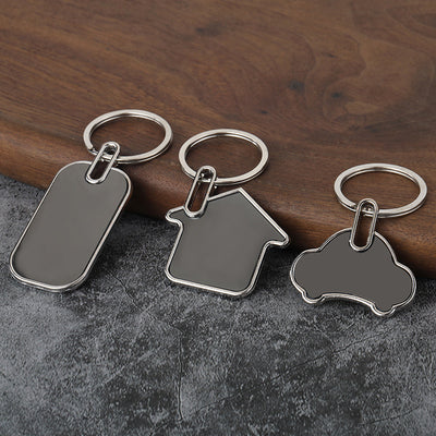 Group of blank metal keychains in several shapes