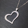 Silver Tone Open Heart Pave Pendant Necklace With Chain view 5