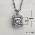 Rectangular Double Halo Pendant Necklace in Polished Metal view 5