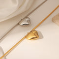 Gold Steel Puffy Heart Pendant Snake Chain Necklace Titanium view 4