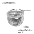 Open Ring Stainless Steel Smooth Top Ribbed Texture Gold Silver view 7