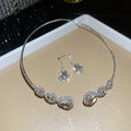 Teardrop Crystal Open Collar Necklace Earring Sets Silver view 8
