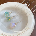 Wire Wrapped Pink Stone Pendant Necklace Silver Chain Drop view 3