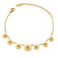 Daisy Flower Charm Bracelet Adjustable Chain Gold Steel view 5