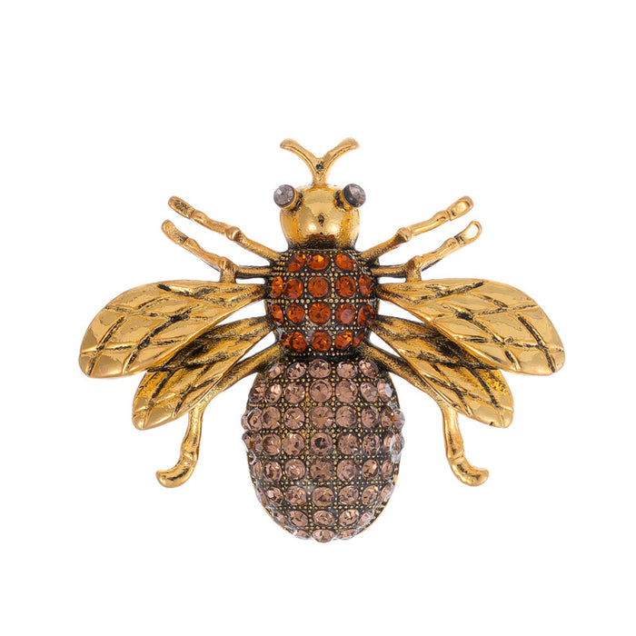 Gold Tone Bee Crystal Three Designs Metal Brooch Pin