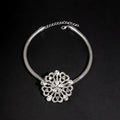Silver Snake Chain Crystal Flower Necklace Three Styles view 2