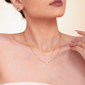 Five Star Zircon Station Necklace And Snake Chain Gold Steel view 4