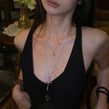 Silver Double Layer Cross Pendant Necklace Two-Piece Set view 1