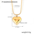 Gold Polished Puffy Heart Pendant Necklace Snake Chain view 6