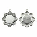 Floral Round Cabochon Pendant Tray Settings in Two Sizes view 5