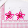 Silver Tone Plumeria Acrylic Hook Earrings in Three Colors view 5