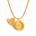 Letter R Seal And Moon Star Charm Pendant Necklace Gold view 5