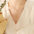 Y Lariat Paperclip Chain Necklace with Hammered Ball Pendant view 1