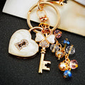 Jeweled Heart Lock and Key Keychains in Pink White and Red Loop Styles view 11