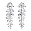 Silver Tone Crystal Leaf Branch Tassel Crystal Three Designs Metal Dangle Earrings view 1
