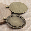 Triangle Border Oval Pendant Setting 30x40mm Two Finishes view 2