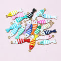 Striped Fish Charms Jewelry Making Components In Detailed Metal Finishes view 3