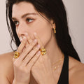 Polished Irregular Twisted Gold Stainless Steel Rings Sizes 6-9 view 2