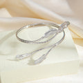 Gold and Silver Double Wrap Leaf Open Upper Arm Cuffs view 4