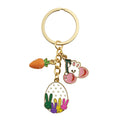 Gold Tone Rabbit Egg and Carrot Easter Keychain and Attached Hardware view 5