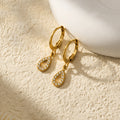 Crystal Teardrop Drop Hoop Earrings in Three Gold Tone Designs view 4