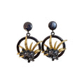 Black and Gold Openwork Floral Statement Stud Earrings view 5